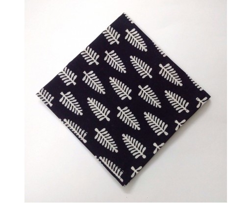 WHITE on BLACK I - BLOCK PRINT Tribal - Pure Cotton Pocket Square Handkerchief Hanky - Men Women Unisex - 12"
